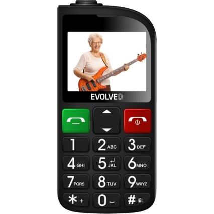 Evolveo - EasyPhone FL, telefono cellulare per anziani, nero