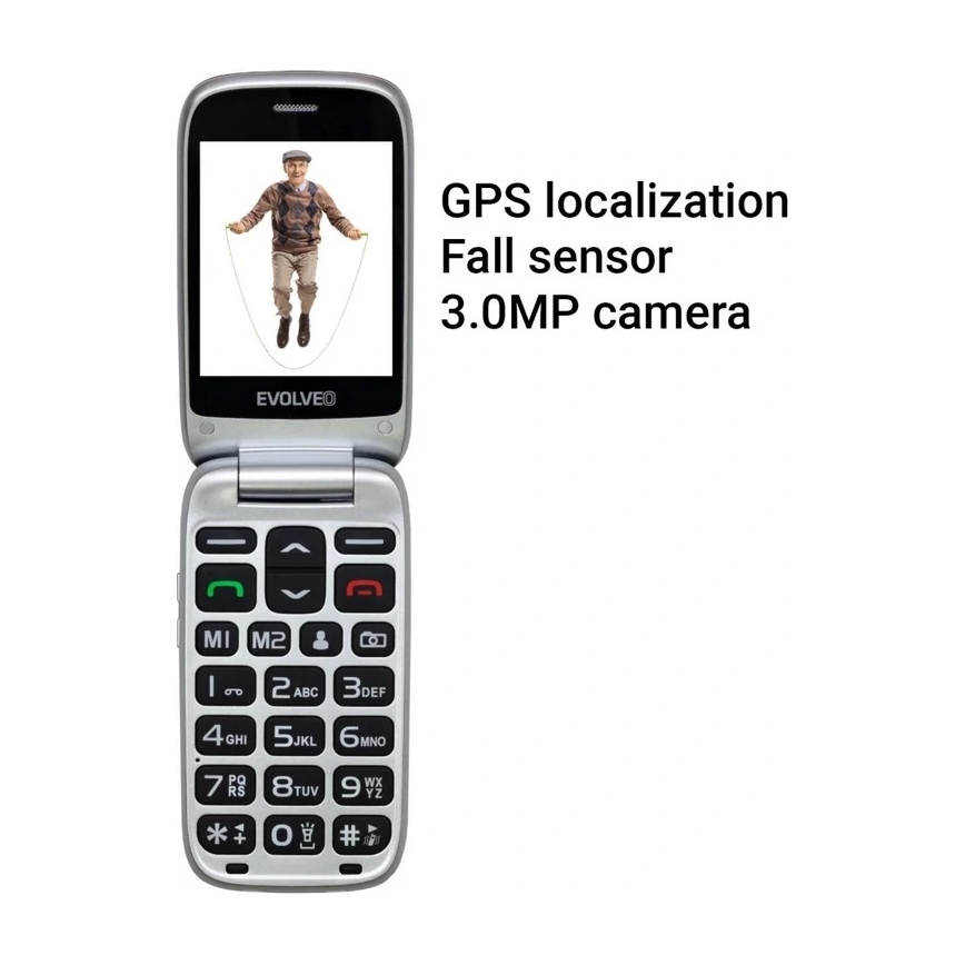 Evolveo - EasyPhone FS, cellulare a conchiglia 2.8, nero