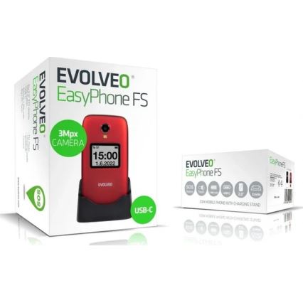 Evolveo - EasyPhone FS telefono cellulare a conchiglia per anziani 2.8 rosso