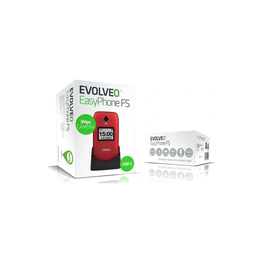 Evolveo - EasyPhone FS telefono cellulare a conchiglia per anziani 2.8 rosso