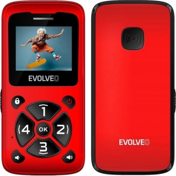 Evolveo - EasyPhone ID, telefono cellulare per anziani, rosso