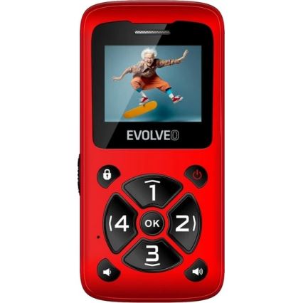 Evolveo - EasyPhone ID, telefono cellulare per anziani, rosso