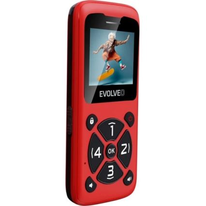 Evolveo - EasyPhone ID, telefono cellulare per anziani, rosso