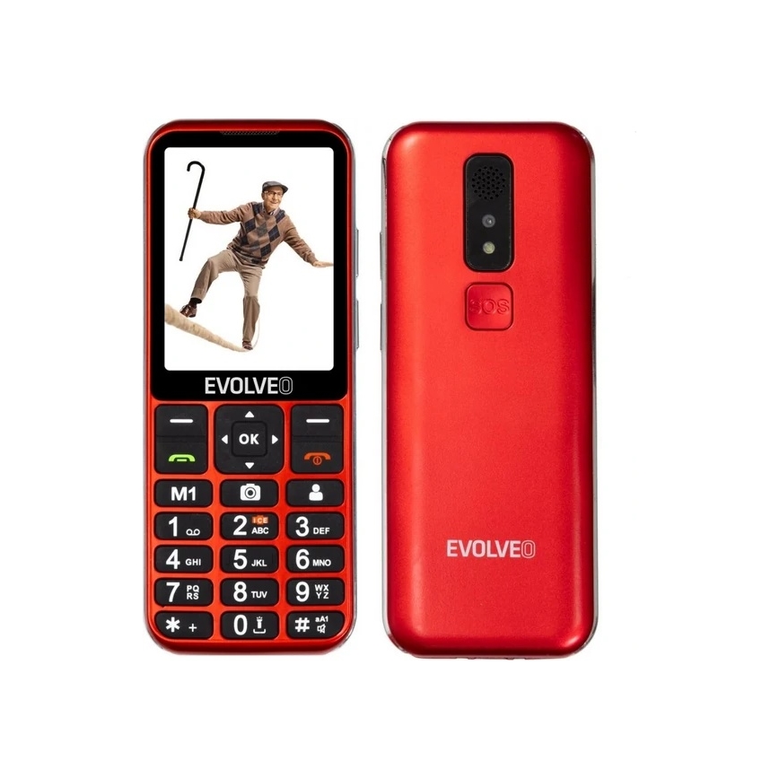 Evolveo - EasyPhone LT, telefono cellulare 4G per anziani, rosso