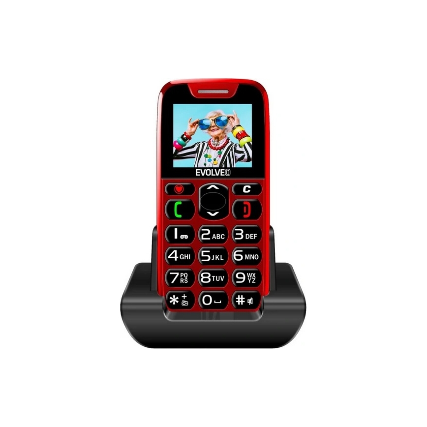Evolveo - EasyPhone, telefono cellulare per anziani, rosso