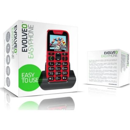 Evolveo - EasyPhone, telefono cellulare per anziani, rosso