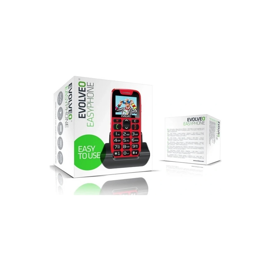 Evolveo - EasyPhone, telefono per anziani, rosso