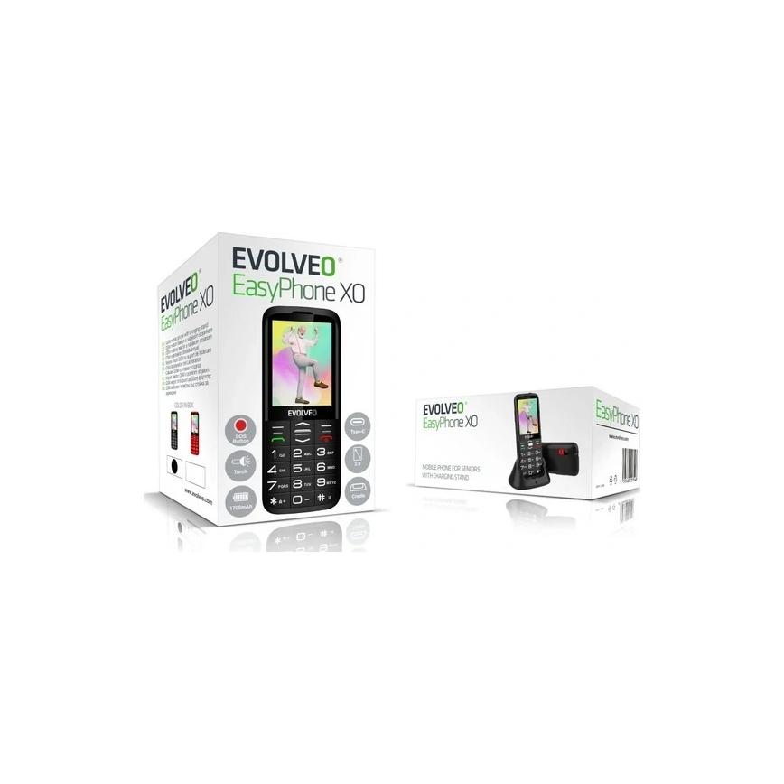 Evolveo - EasyPhone XO telefono per anziani, nero