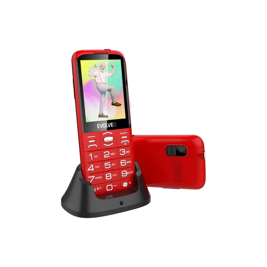 Evolveo - EasyPhone XO, telefono per anziani, rosso