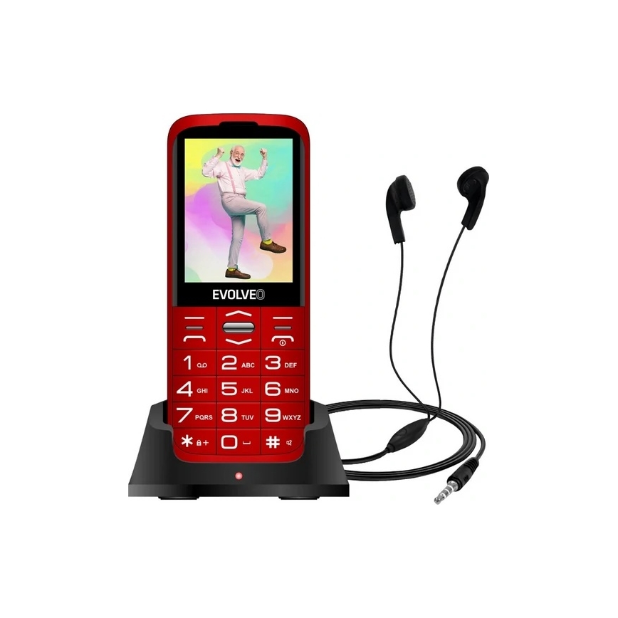 Evolveo - EasyPhone XO, telefono per anziani, rosso