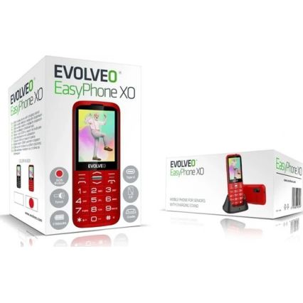 Evolveo - EasyPhone XO, telefono per anziani, rosso