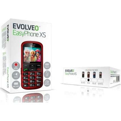 Evolveo - EasyPhone XS, cellulare per anziani, rosso