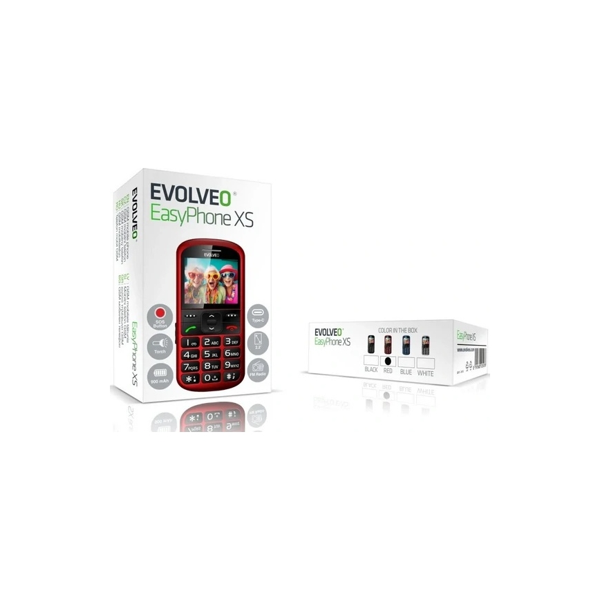 Evolveo - EasyPhone XS, cellulare per anziani, rosso