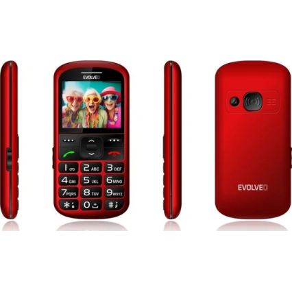 Evolveo - EasyPhone XS, telefono per anziani, rosso