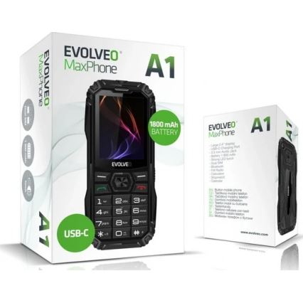 Evolveo - MaxPhone A1 telefono a tasti Dual SIM, nero