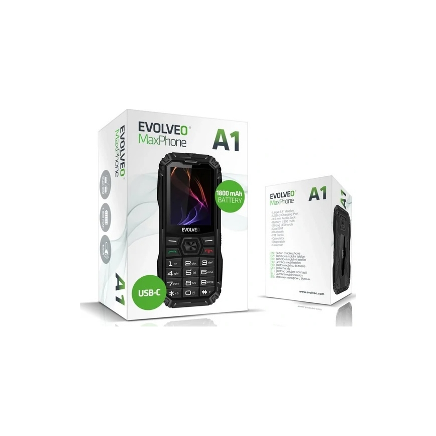 Evolveo - MaxPhone A1, telefono Dual SIM a pulsanti, nero
