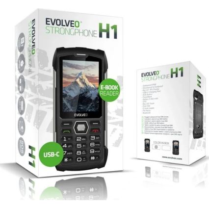 Evolveo - StrongPhone H1, telefono Dual SIM impermeabile, nero-  grigio