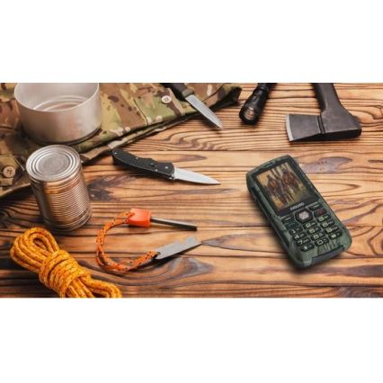 Evolveo - StrongPhone H1 telefono impermeabile Dual SIM in mimetica da caccia