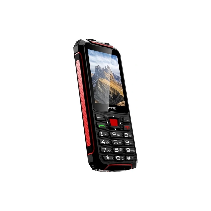 Evolveo - StrongPhone W4, telefono Dual SIM impermeabile, nero-rosso