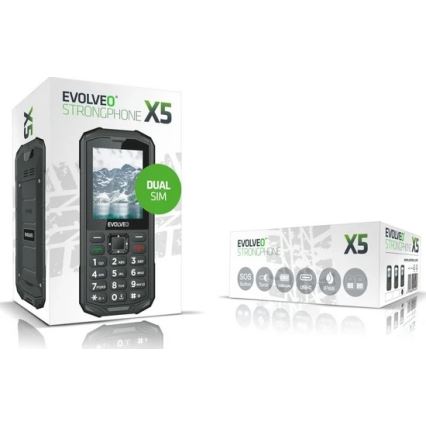 Evolveo - StrongPhone X5, telefono Dual SIM impermeabile, nero - grigio