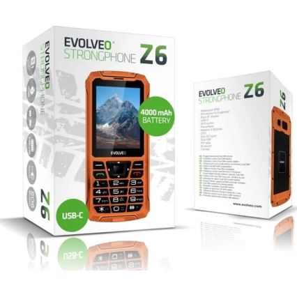 Evolveo - StrongPhone Z6, telefono Dual SIM impermeabile, arancione
