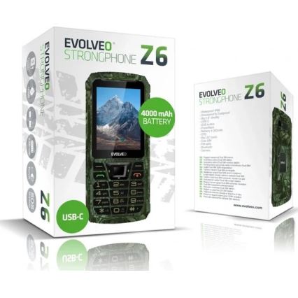 Evolveo - StrongPhone Z6, telefono Dual SIM impermeabile in mimetica da caccia