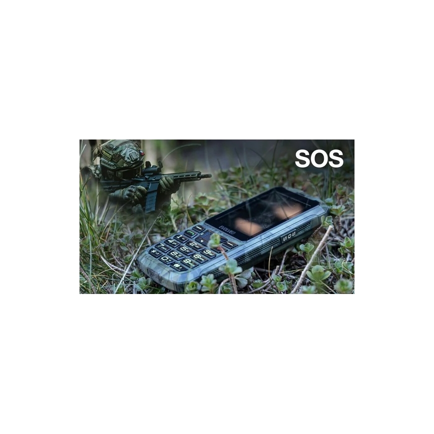 Evolveo - StrongPhone Z6, telefono Dual SIM impermeabile in mimetica da caccia