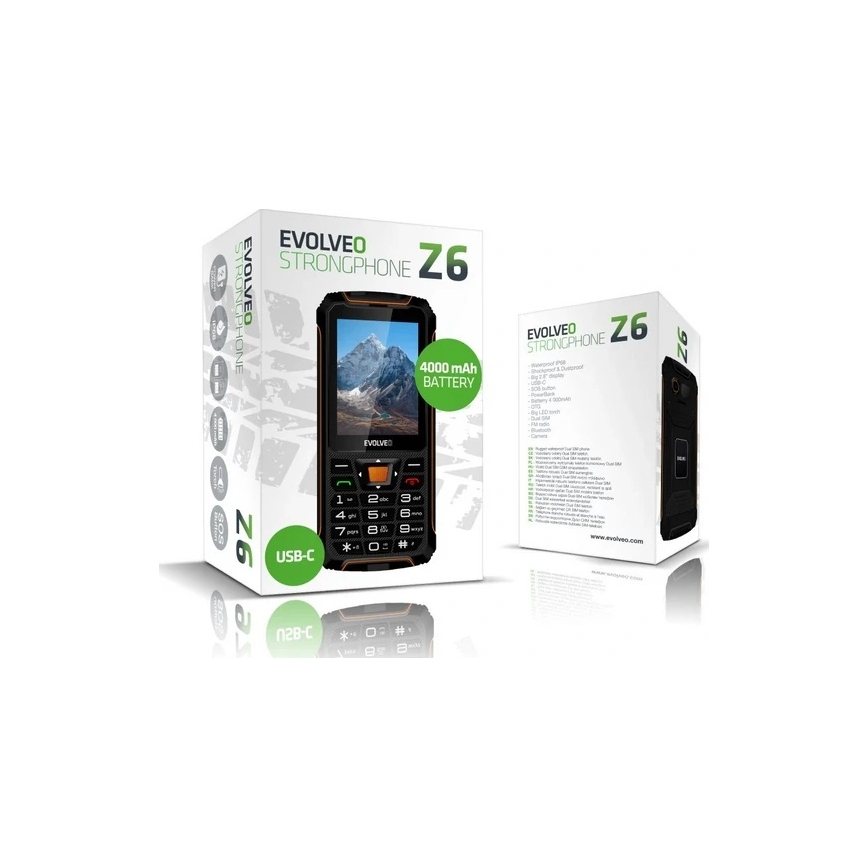 Evolveo - StrongPhone Z6, telefono Dual SIM impermeabile, nero - arancione