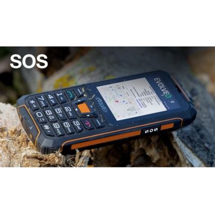 Evolveo - StrongPhone Z6, telefono Dual SIM impermeabile, nero - arancione