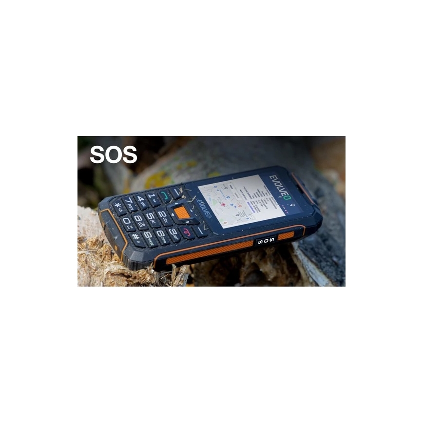 Evolveo - StrongPhone Z6, telefono Dual SIM impermeabile, nero - arancione