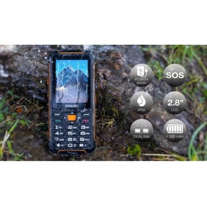 Evolveo - StrongPhone Z6, telefono impermeabile Dual SIM nero/arancione