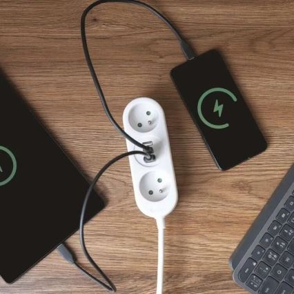 Extensions cavo 2Z + 2x USB-A + USB-C 1,4 m