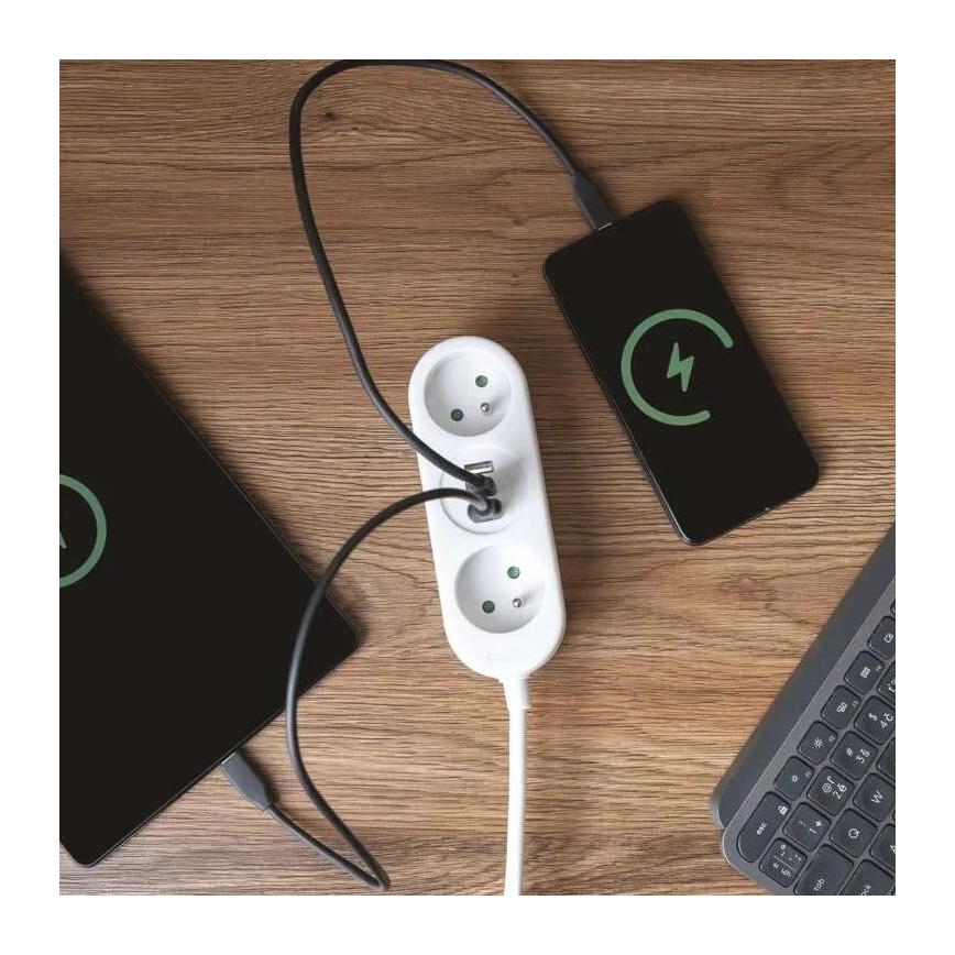 Extensions cavo 2Z + 2x USB-A + USB-C 1,4 m