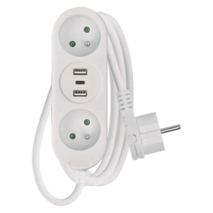 Extensions cavo 2Z + 2x USB-A + USB-C 1,4 m