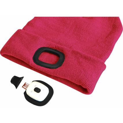 Extol - Berretto con lampada frontale e ricarica USB 300 mAh, rosa, taglia unica