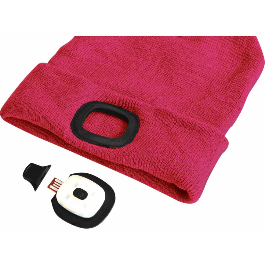 Extol - Berretto con lampada frontale e ricarica USB 300 mAh, rosa, taglia unica