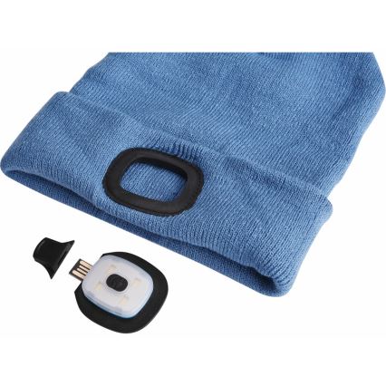 Extol - Berretto con lampada frontale ricaricabile via USB 300 mAh, blu, taglia unica (UNI)