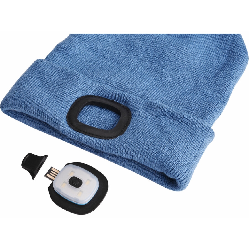 Extol - Berretto con lampada frontale ricaricabile via USB 300 mAh, blu, taglia unica (UNI)
