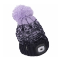 Extol - Berretto con lampada frontale ricaricabile via USB (batteria 300 mAh), blu/viola con pompon, taglia unica