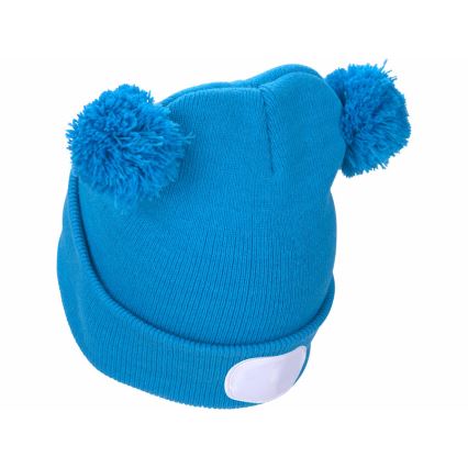 Extol - Cappello con lampada frontale e ricarica USB 250 mAh blu con pompon taglia bambino