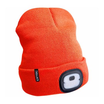 Extol - Cappello con lampada frontale e ricarica USB 250 mAh neon arancione taglia UNI