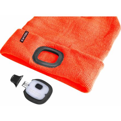 Extol - Cappello con lampada frontale e ricarica USB 250 mAh neon arancione taglia UNI