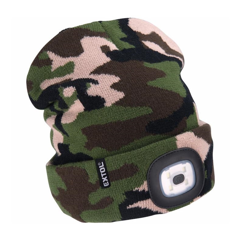 Extol - Cappello con lampada frontale e ricarica USB 300 mAh camouflage taglia UNI