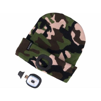 Extol - Cappello con lampada frontale e ricarica USB 300 mAh camouflage taglia UNI