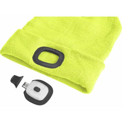 Extol - Cappello con lampada frontale e ricarica USB 300 mAh giallo neon taglia UNI