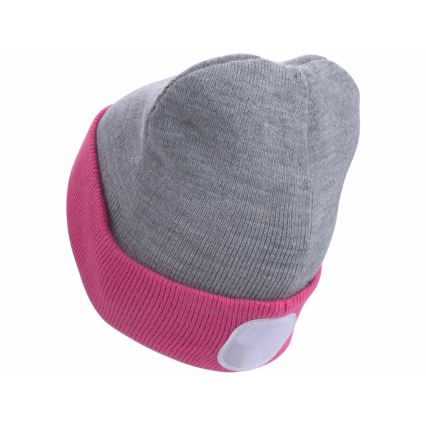 Extol - Cappello con lampada frontale e ricarica USB 300 mAh grigio/rosa taglia UNI