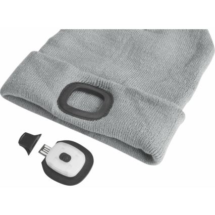 Extol - Cappello con lampada frontale e ricarica USB 300 mAh grigio taglia UNI