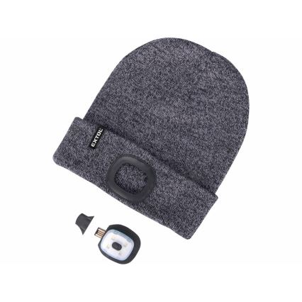 Extol - Cappello con lampada frontale e ricarica USB 300 mAh grigio taglia UNI