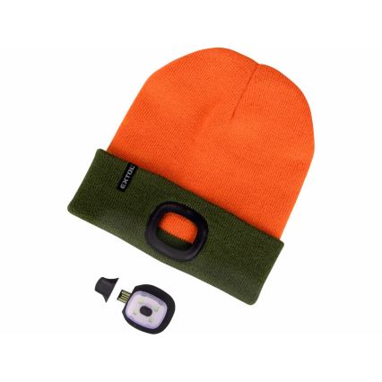 Extol- Cappello con lampada frontale e ricarica USB 300 mAh neon arancione/verde taglia UNI