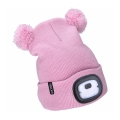 Extol - Cappello con lampada frontale integrata, batteria 250 mAh ricaricabile via USB, rosa con pompon, taglia per bambini